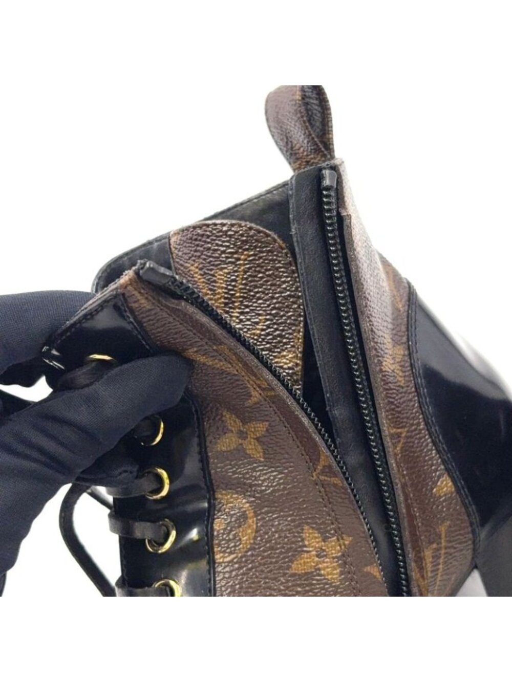 Louis Vuitton Star Trail Line Ankle Boots Monogram Enamel Leather Brown Black - Picture 14 of 15